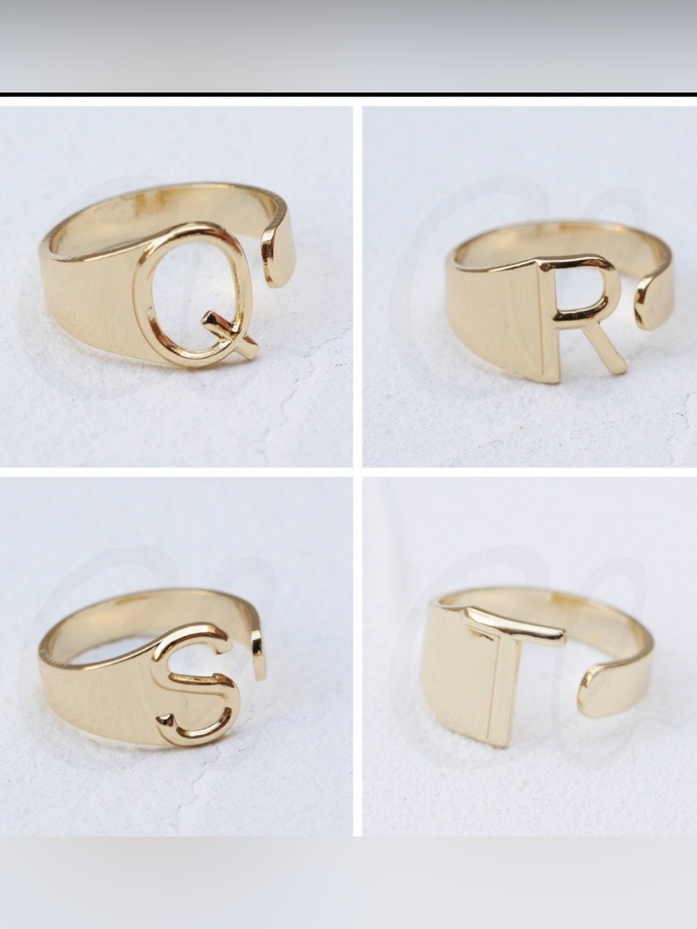 Plunder Gold Letter Monogram Ring — Shiny Gold Initial Band - Picture 7 of 8